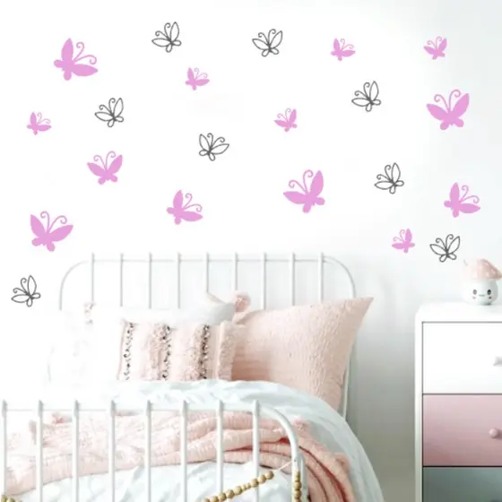 Adesivo de parede infantil borboletas, decoração, quarto de menina