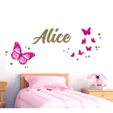 Adesivo de parede infantil borboleta, borboletinha, nome personalizado quarto de menina decoração