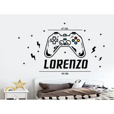 Adesivo de Parede Gamer Controle Video Game Nome Personalizado Quarto Menino Decoração