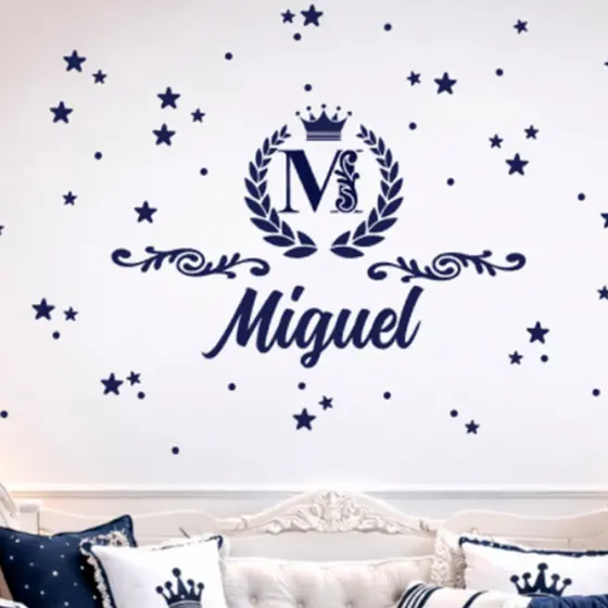 Adesivo de Parede Príncipe Realeza Coroa Estrelas | Decoração Quarto Menino Luxo Kit Berço
