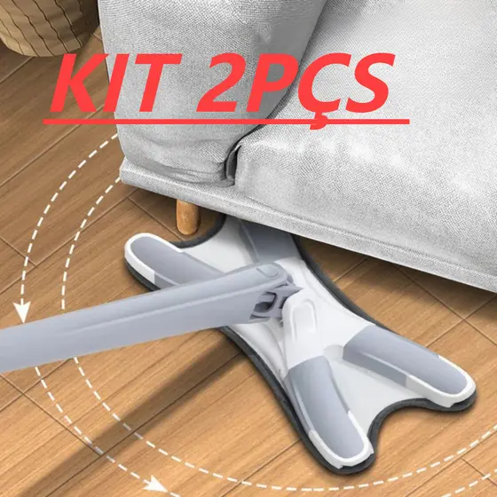 KIT 2pçs Esfregão Giratório Mop Twist X-mop Lava E Seca Torção Microfibra Multiuso Rodo Mágico 360°