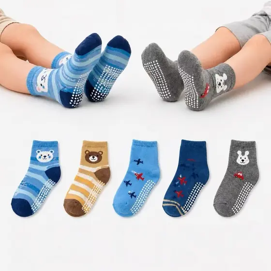 Kit Meias Infantis Antiderrapante Menino Estampadas Confortáveis 3 a 15 Pares