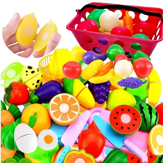 Kit Comidinha Infantil  Frutas de Corte com Velcr 25 Peças Educativa Cozinha de Brinquedo