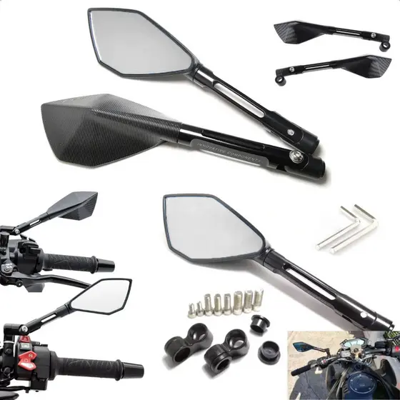 Retrovisor de Alumínio para Moto Naked com Lente Cristal e Ajuste Fácil