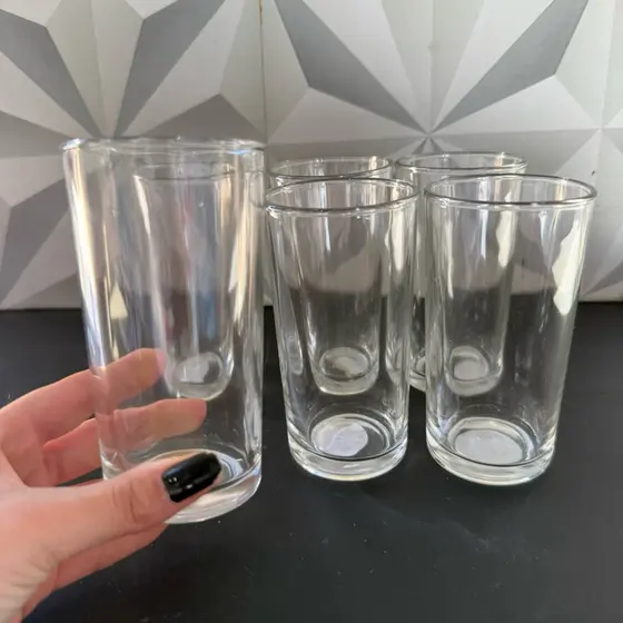 Jogo de copo de vidro liso com 6 peças 245ml transparente kit conjunto copos para cozinha água suco redondo bonito