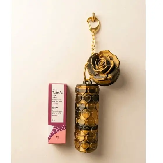Kit Balsámo Labial Tododia Ameixa e Flor de Baunilha + Porta Batom e Perfume solido