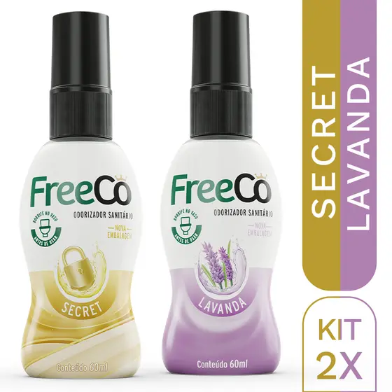 Kit 2 Bloqueadores de Odores FreeCô – 1 Lavanda + 1 Secret (60ml cada)