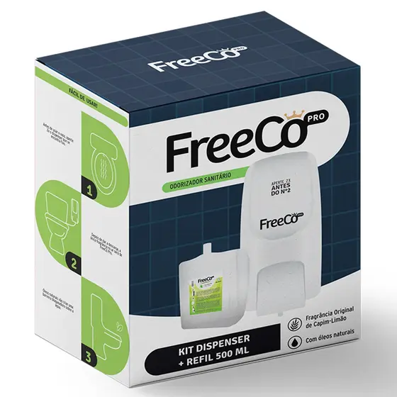 FreeCô Pro Bloqueador de Odores Sanitários Dispenser + Refil