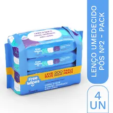 Promo Pack 4 Lenços Umedecidos Free Wipes nº 2 – Higiene Completa (200 un.)