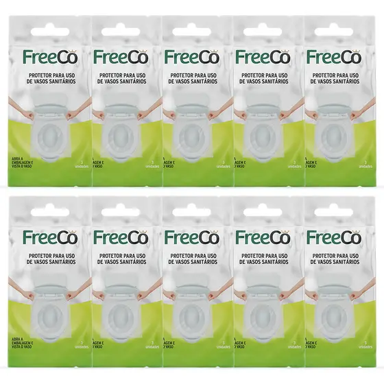 Kit 10 Packs Protetor Assento Sanitário FreeCô - 30 Unidades Total