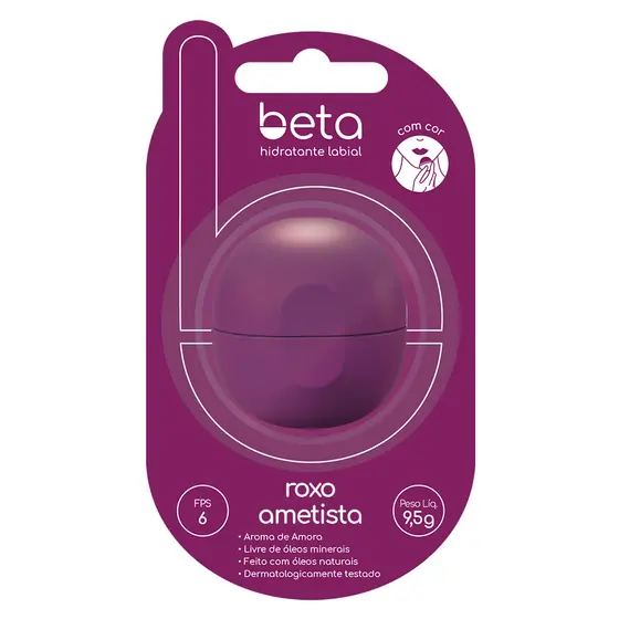Hidratante Labial Beta Amora Cor Roxo Ametista – Hidratação Profunda com FPS 6