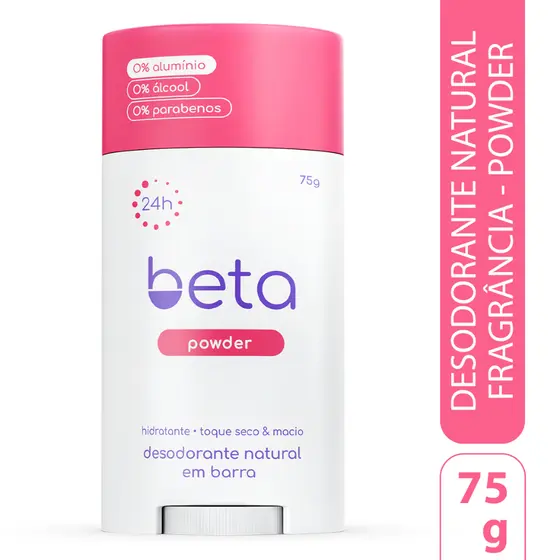 Desodorante Natural em Barra Beta Powder 24h – Suavidade e Toque Seco Natural