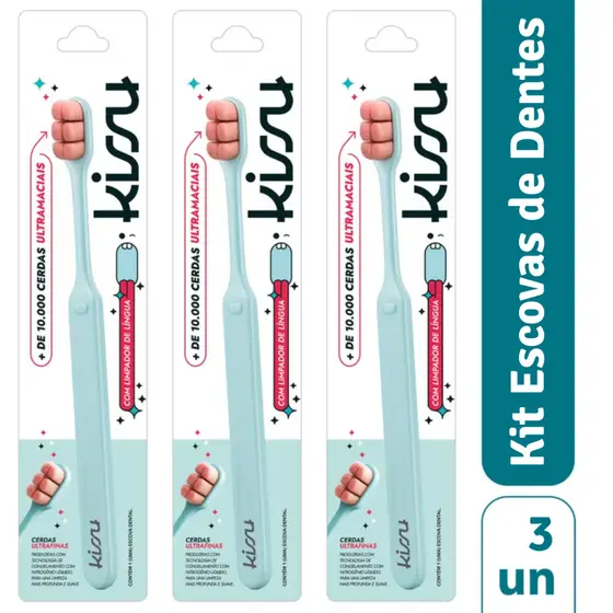 Kit 3 Escovas de Dente Kissu Ultramacia – Ciência e Suavidade Extrema