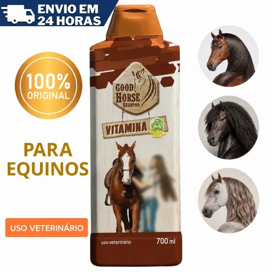Presente para Cavalos Shampoo Vitamina A 700ml | Crina e Pelo Fortes | Destaque na Manutenção