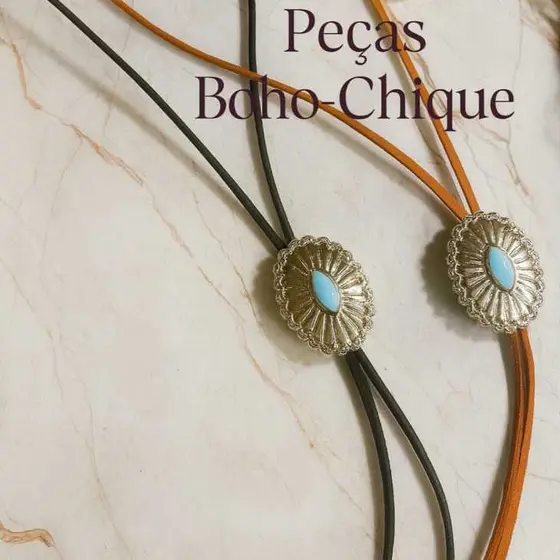 Colar estilo boho em camurça e turquesa duas formas de usar country e chocker