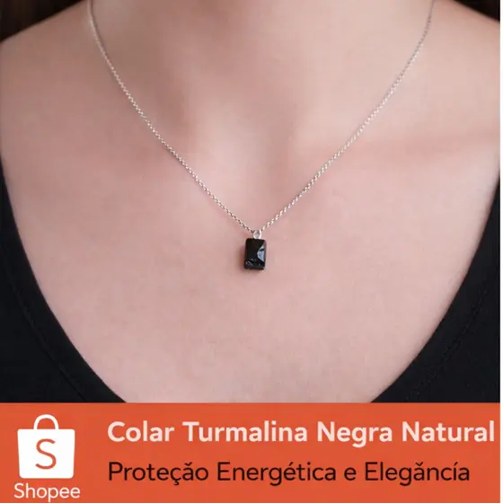 Colar de Turmalina Negra Natural | Proteção Energética | Aço Inox Antialérgico que Não Escurece