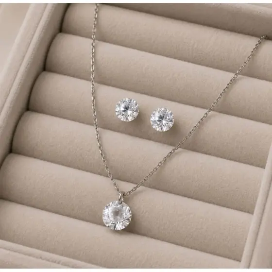 Colar Ponto de Luz Aço Inox com Zircônia Premium Brilho Intenso Feminino