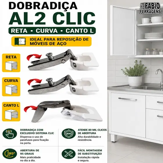 Dobradiça Para Armario De Aço Itatiaia Reta / Curva / Canto L