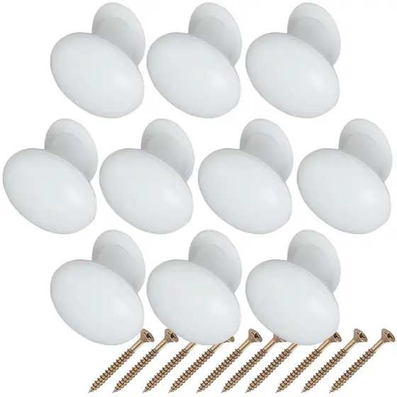 10 Puxadores Para Amario Moveis Oval Grande Branco - Fabio Ferragens