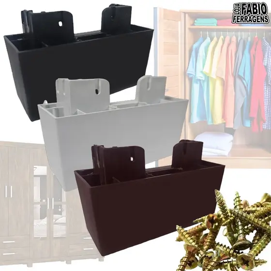 Pe 5cm Comoda Multiuso Guarda Roupa Branco Preto Mogno