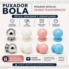 Puxador Armário Bola Porta Gaveta Branco Cromado Azul Rosa