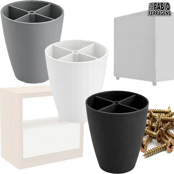 Pé 5cm Móveis Cônico Reforçado Multiuso Armário Puff Branco Cinza Preto