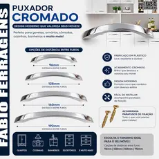 Puxador Para Armario Itatiaia Cozinha Sala Quarto Porta Gaveta De 96 128 160 192mm Cromado