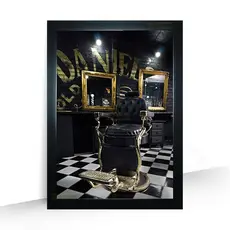 Quadro Cadeira Barbeiro Daniel Barbearia com Moldura 32x44cm