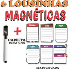 Kit 6 Lousa Magnético Quadro Branco Bilhete Recado Anotações PARA GELADEIRA APAGA FÁCIL