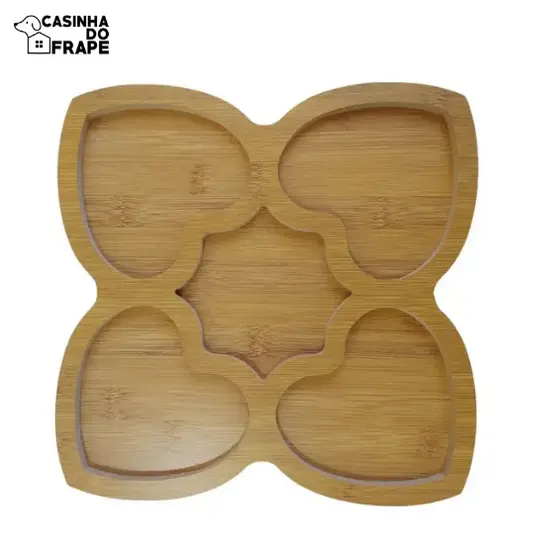Petisqueira com 5 divisórias coração, 26 x 26, Cozinha, Casa, Servir, Petisco, Utensilio
