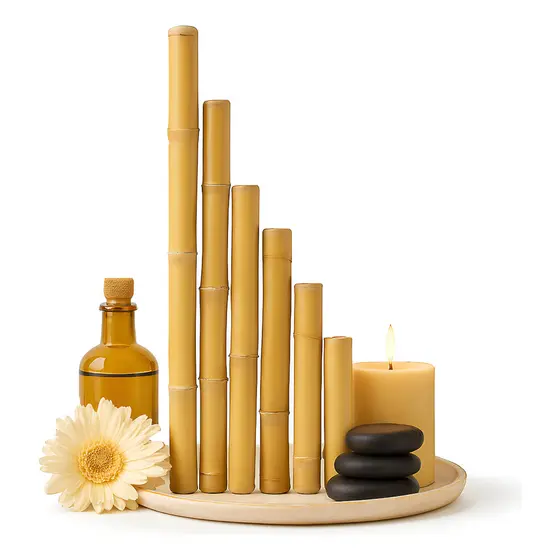 Bambuterapia 6 Peças Modeladora Bambu Natural Massagem Liso