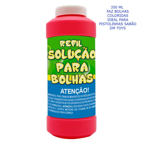 Refil Solução Para Bolhas Sabão 350ml Dm toys Sai Bolhas Coloridas