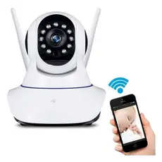 Câmera de Segurança wifi iP robô 3 antenas yoosee visão noturna full HD 360º babá Eletrônica