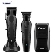 kit Kemei Máquina de cortar cabelo + Máquina De Acabamento + Shaver KM-2296 KM-2299 KM-1102 - Bivolt