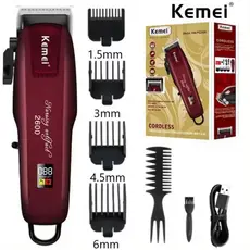 Máquina de Cortar Cabelo Kemei Profissional Sem Fio PG-2600 Original Visor LCD - Bivolt