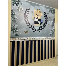 Papel de Parede Adesivo Lavável Autocolante Vinílico Decoração Quarto infantil Fácil Aplicação Urso Provençal COM NOME