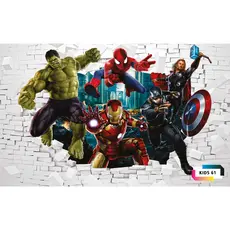 Papel de Parede Adesivo decoração quarto Infantil– Fácil Aplicação e Sem Cola Vingadores Quadrinhos Marvel 3D