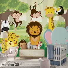 Papel de Parede Adesivo Lavável Autocolante Vinílico Decoração Quarto Fácil Aplicação Sem Cola safari PAREDE TODA