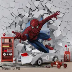 Papel de Parede Adesivo decoração quarto Infantil– Fácil Aplicação e Sem Cola homem aranha 3D