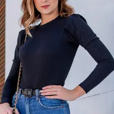 Blusa Canelada Manga Longa Princesa Outono Inverno - Várias Cores