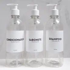 Kit Frascos Transparente Shampoo E Condicionador E Sabonete 500ml