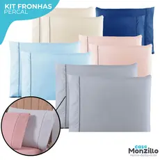 Kit 10 Fronhas Ponto Palito Percal 400 Fios Várias Cores