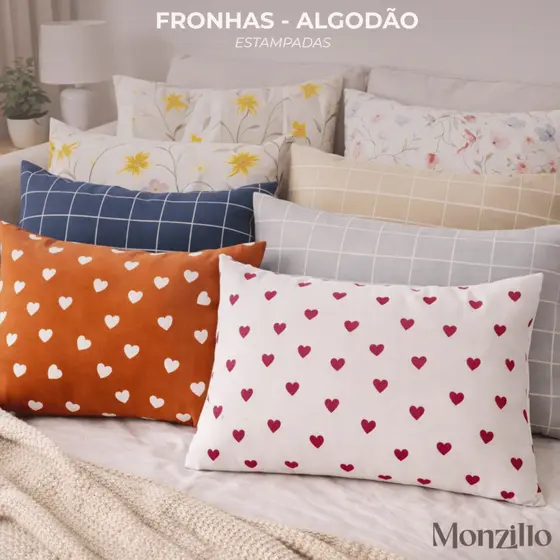 Kit de fronhas Estampadas em Algodão Macias e Respiráveis | 70 x 50 cm