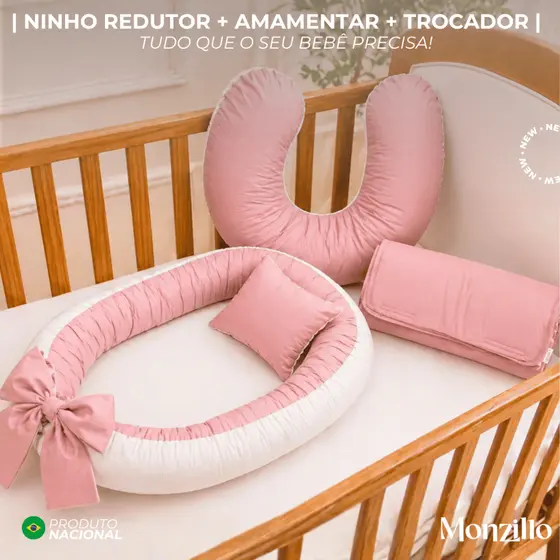 NINHO REDUTOR | ALMOFADA AMAMENTAÇÃO | TROCADOR PORTÁTIL DE BEBE | CORES LISAS