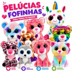 Pelúcias Animais Olhos Brilhantes Tynny Zoiudo Animal Unicórnio Gato Cachorro Morcego 16 cm