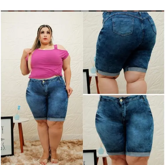 Kit Com 2 Bermudas Jeans Feminino Plusize Do 46 ao 54