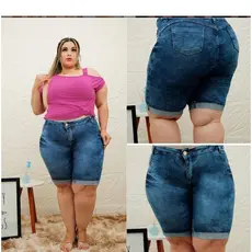 Kit Com 2 Bermudas Jeans Feminino Plusize Do 46 ao 54