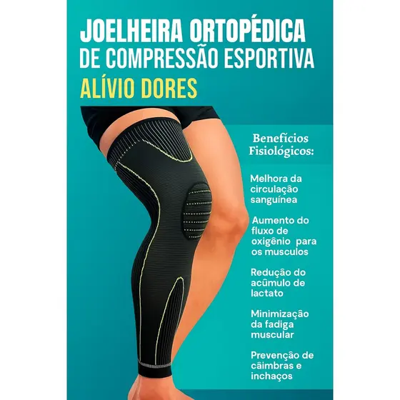 Kit com 2 Joelheira Ortopédica de Compressão Esportiva Alívio Dores