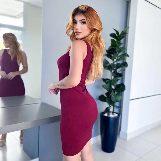 Kit Com 2 Vestidos Tubinho Regata  Canelado Colado Verão Confortável