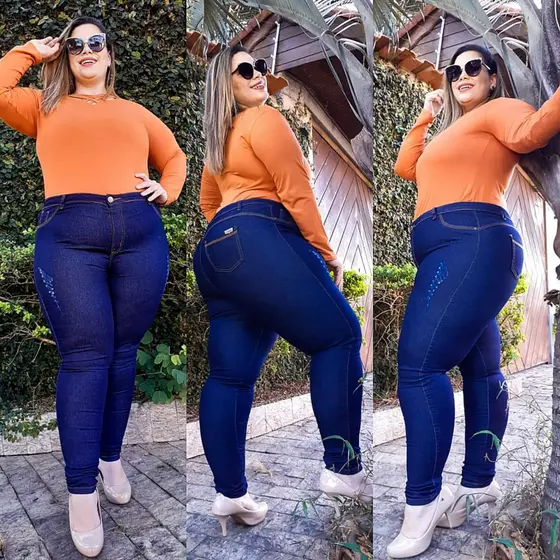 Calça Jeans Feminina Plus Size Kit Com 2 Unidades